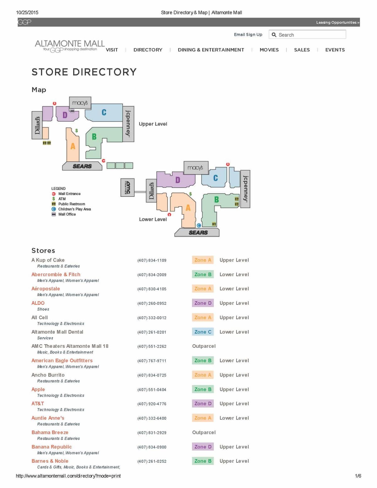 mapa Altamonte mall