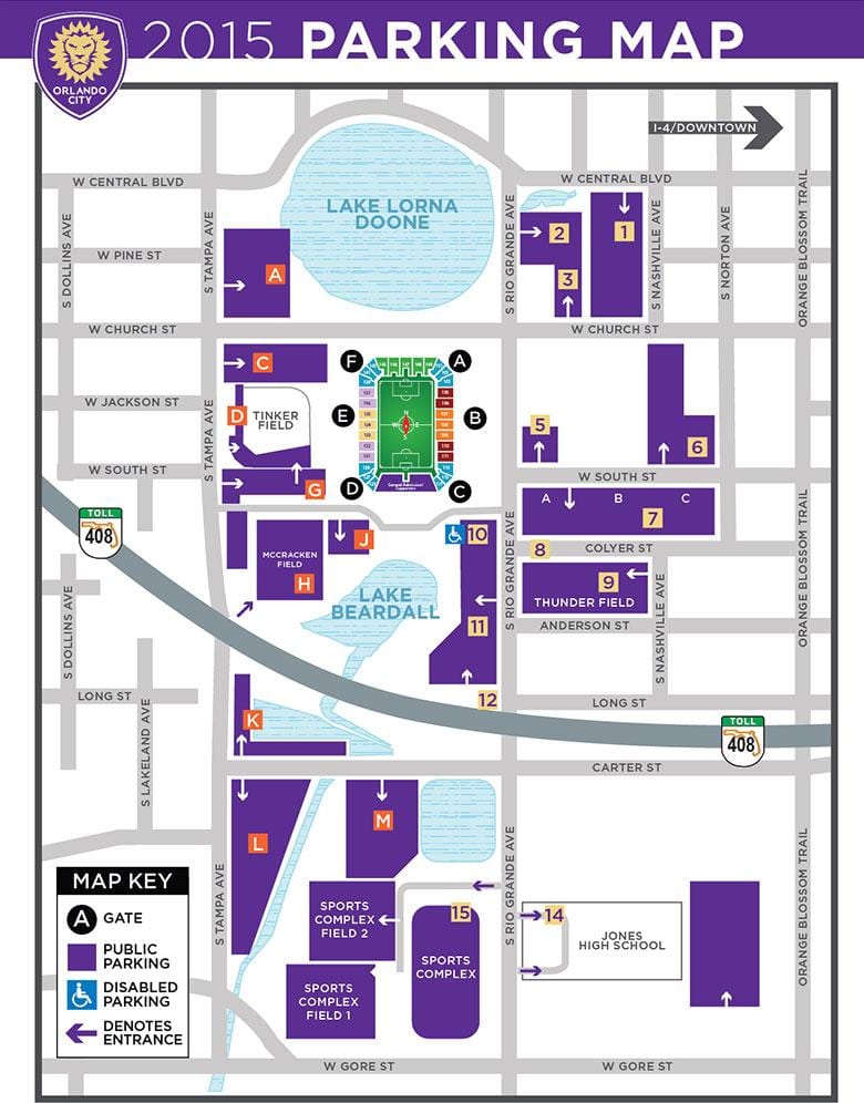 Citrus Bowl parkoviště mapě