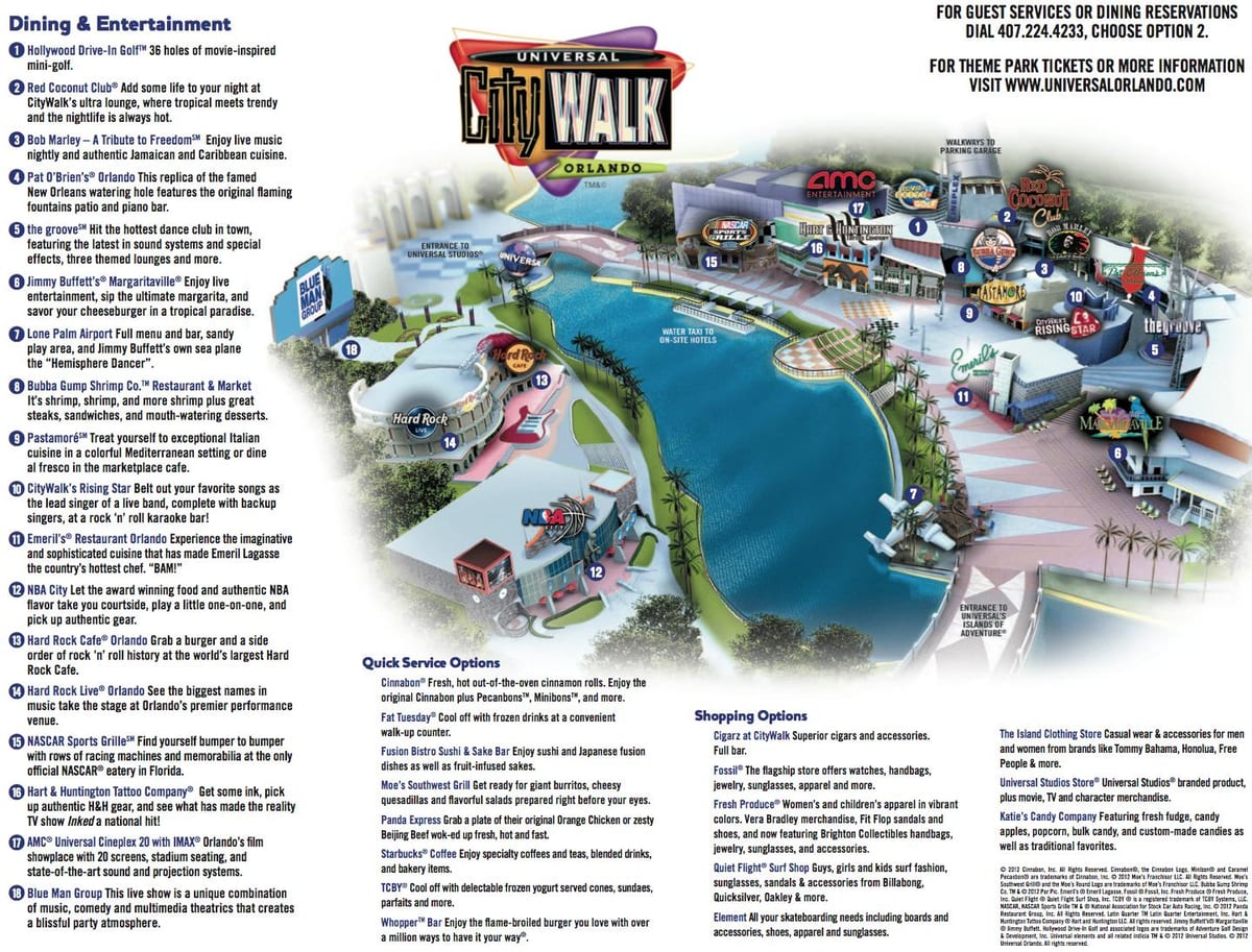 Universal citywalk v Orlando map