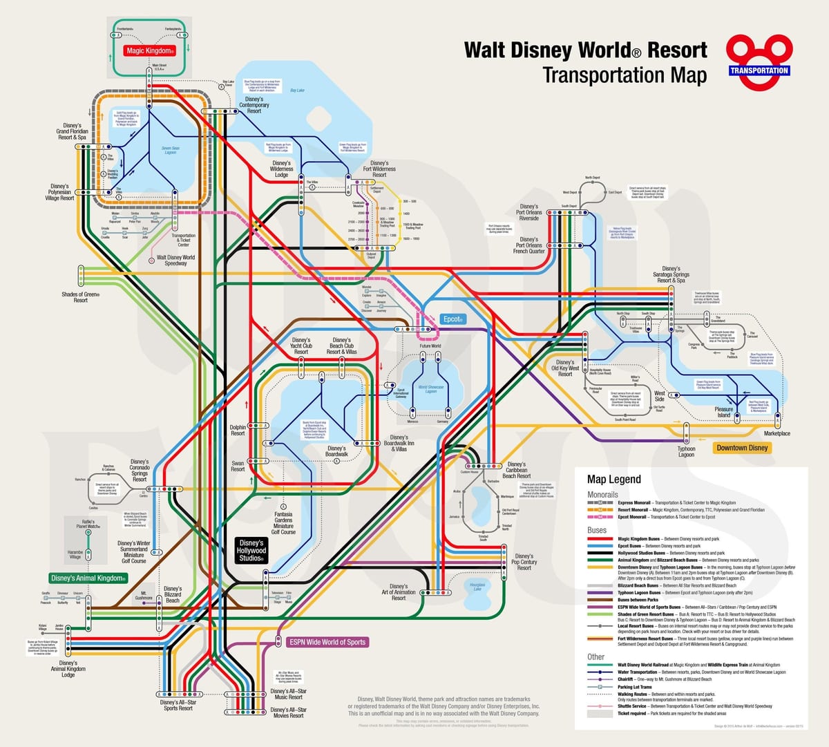 Walt Disney World jednokolejka mapě