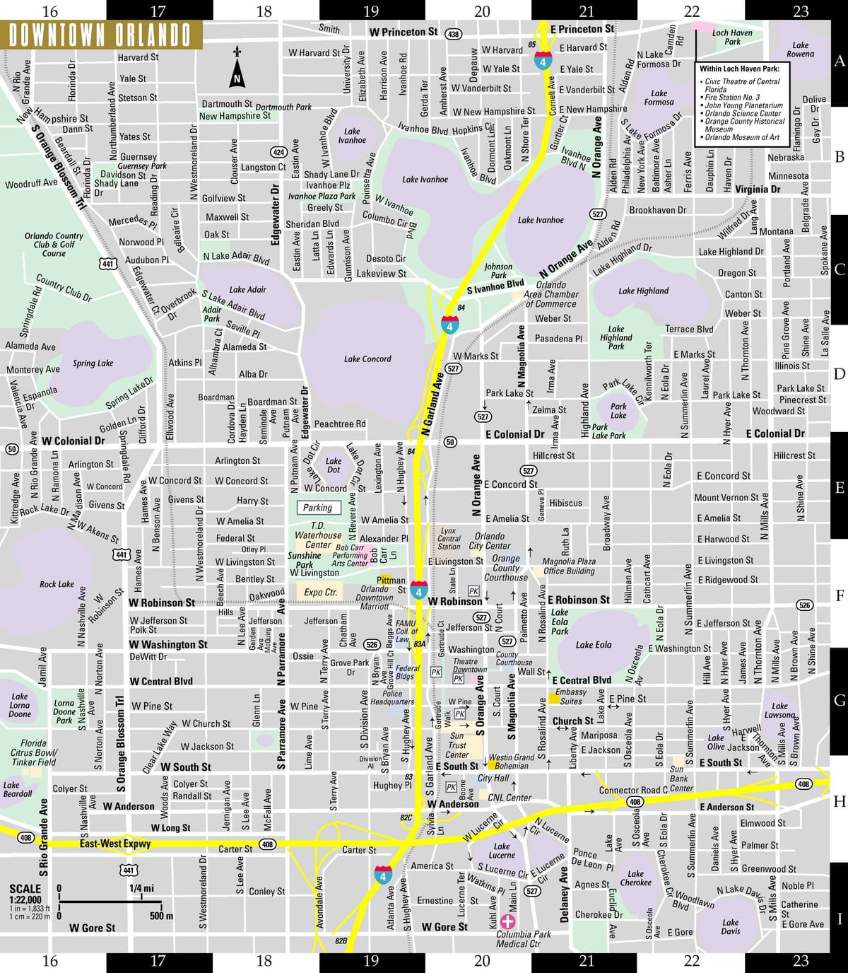 mapa centra města Orlando