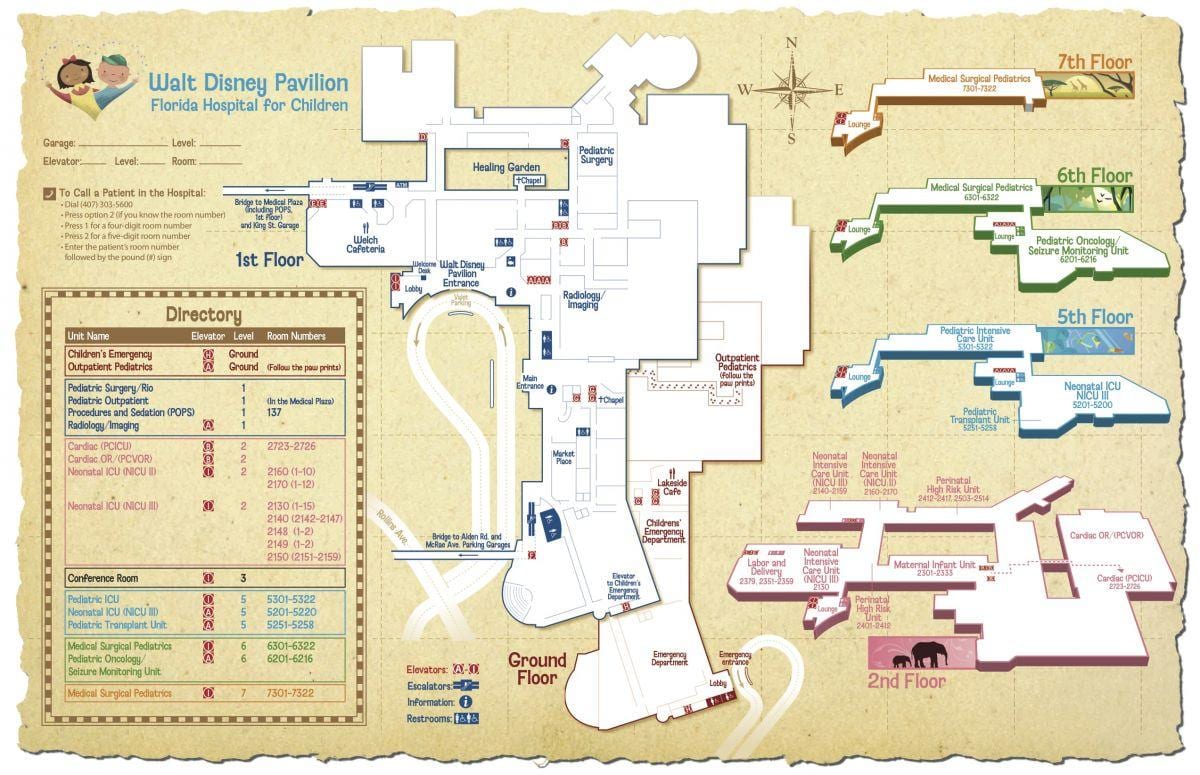Florida hospital mapě