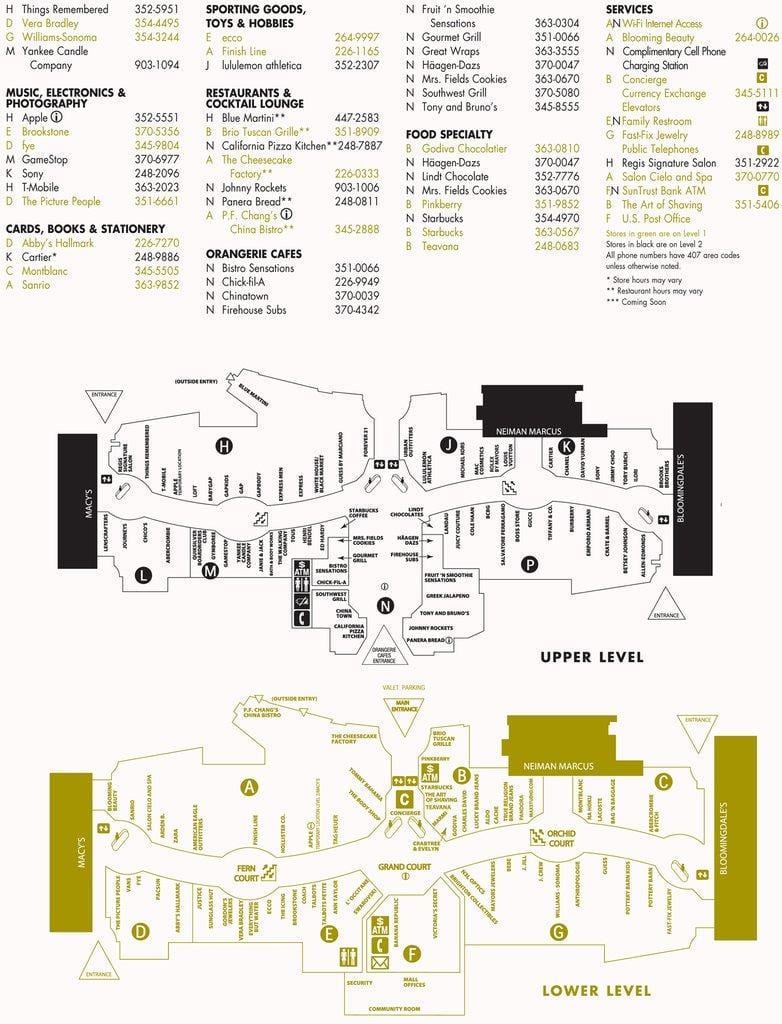 mapa nákupního centra mall of Millenia