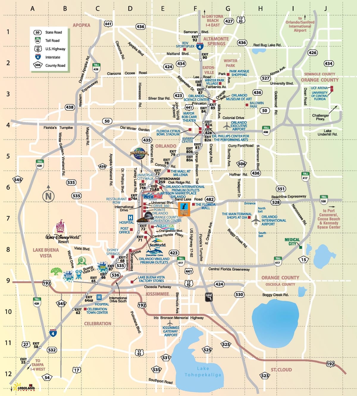 mapa Orlando atrakce