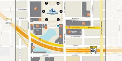 Mapa camping World stadionu parkoviště
